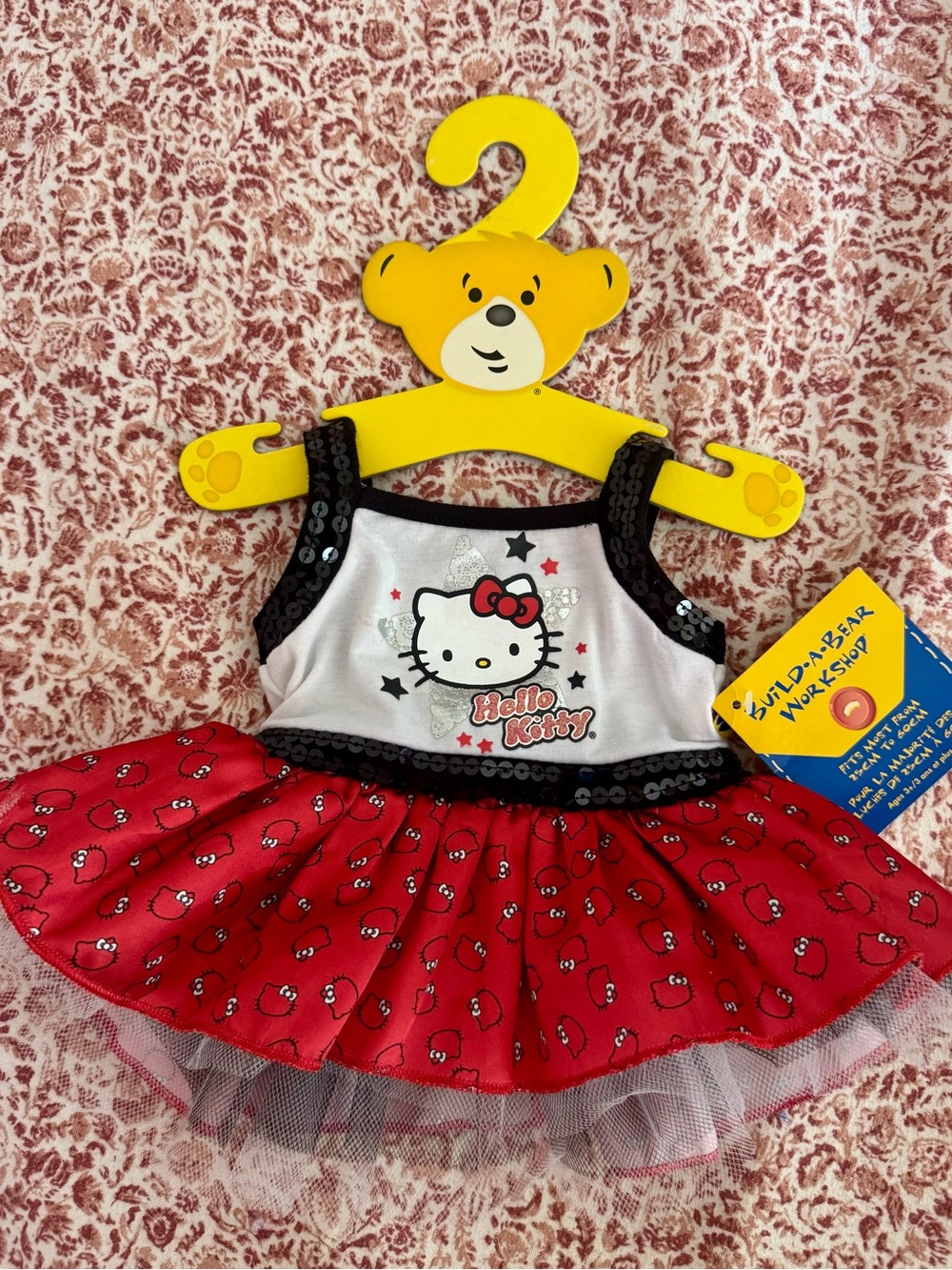 Hello Kitty Build A Bear BAB Red White Black Sequin Tutu Dress new